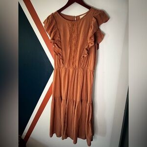 Universal Thread Rust Tiered Ruffle Maxi Dress